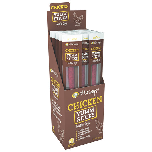 Etta Says! Chicken Yumm Sticks Dog Treat Display Box Chicken 24ea/24 ct