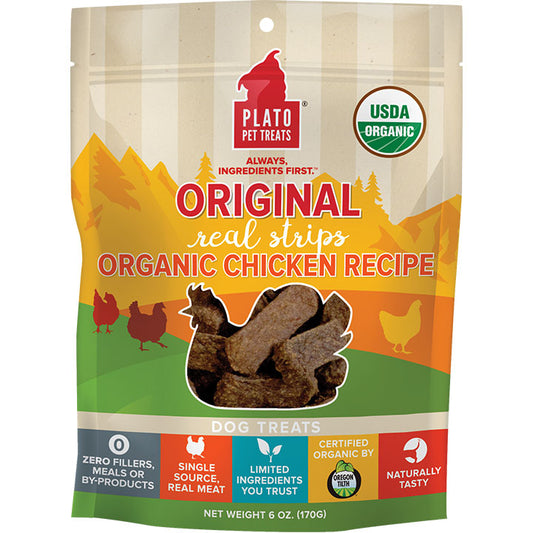 Plato Dog Treats Organic Chicken Strips 6oz.