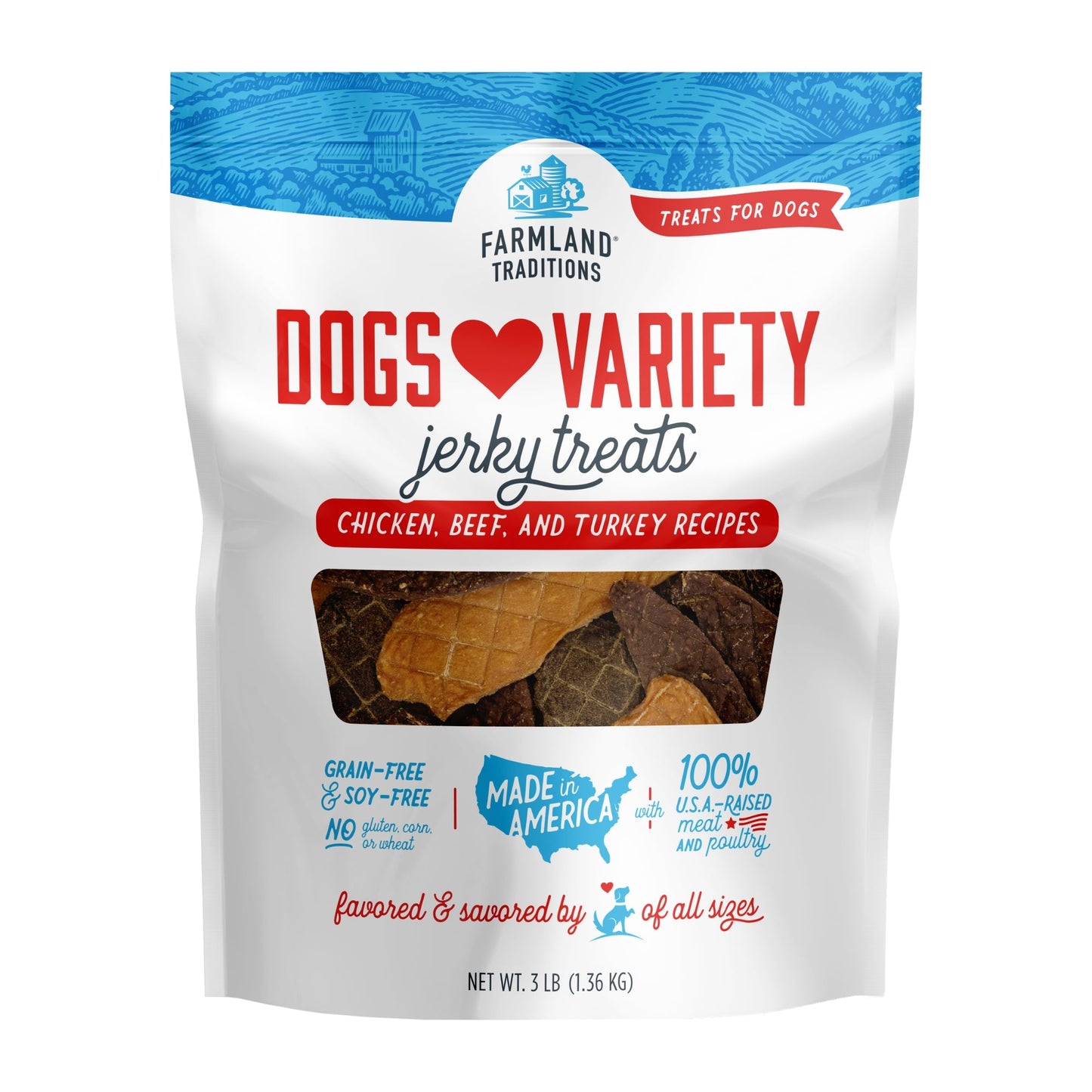 Farmland Traditions Dogs Love Variety Jerky Dog Treats 1ea/48oz.