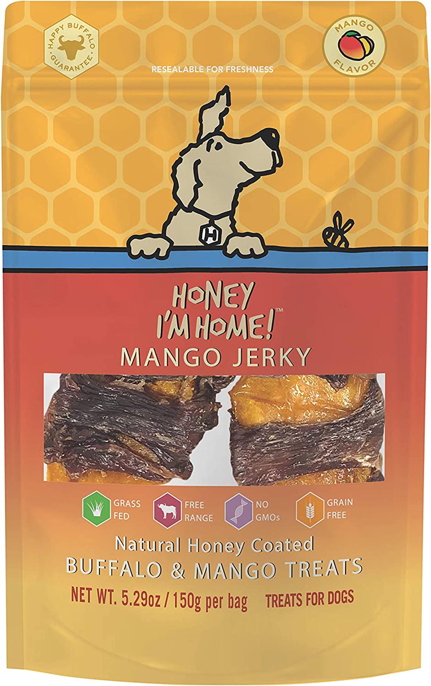 Honey Im Home Dog Buffalo Mango Jerky 5.29oz.