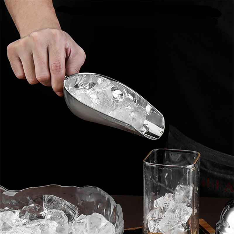 4-Size Aluminum Alloy Ice Shovel Scoop Multifunctional Grain Coffee Beans Bar Cube Scraper Measuring Spoon Kitchen Accessories