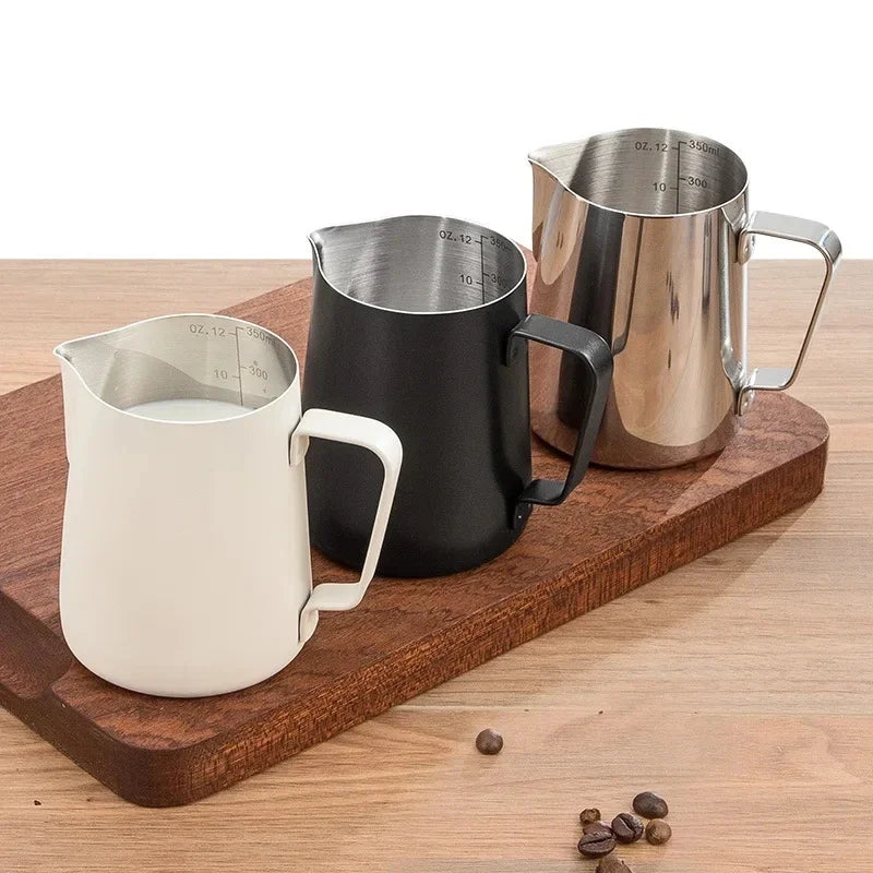 Coffee Milk Frothing Pitcher Jug 304 Stainless Steel With Scale Latte Steam Coffee Paint Process Kitchen Cafe Accessories